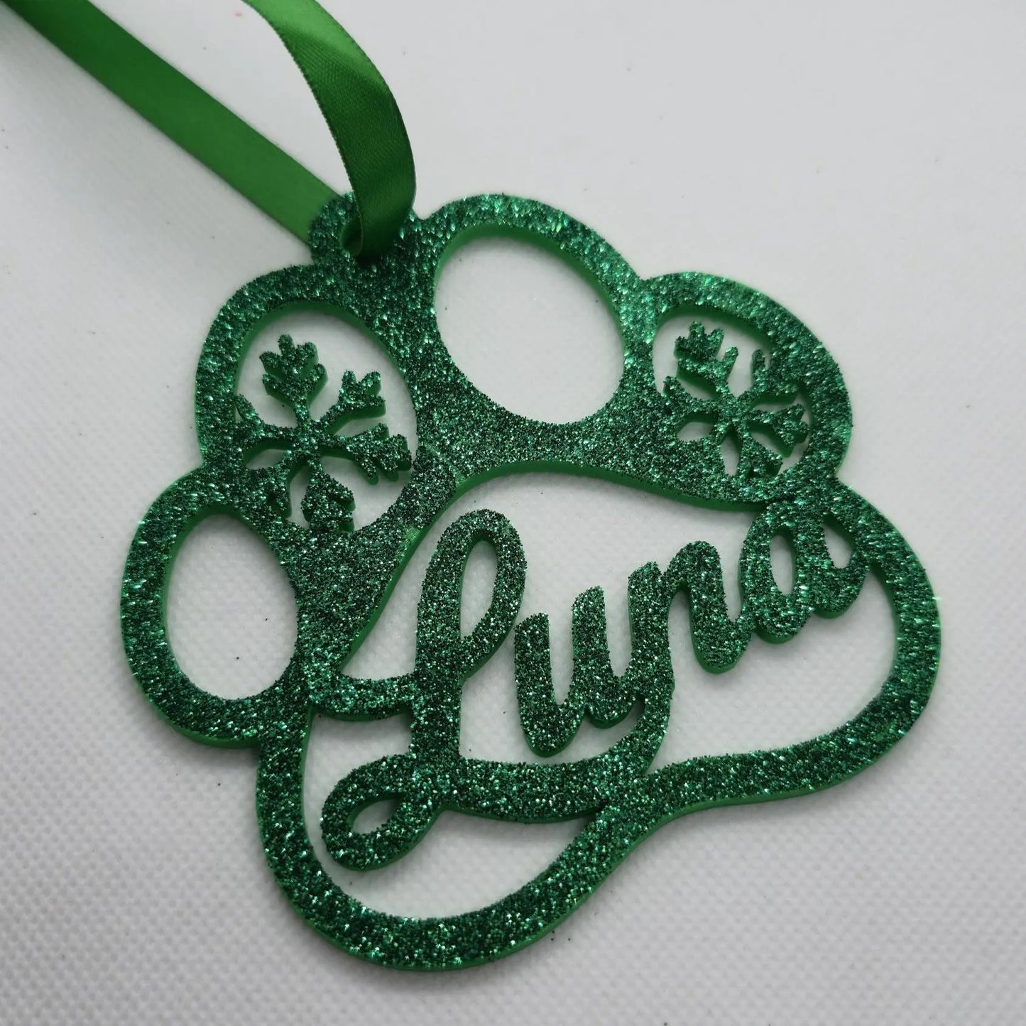 Personalized Paw Print Christmas Ornament – Custom Pet Name