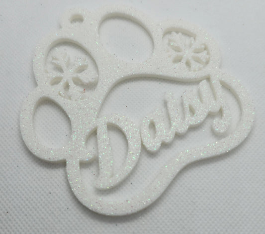 Personalized Paw Print Christmas Ornament – Custom Pet Name